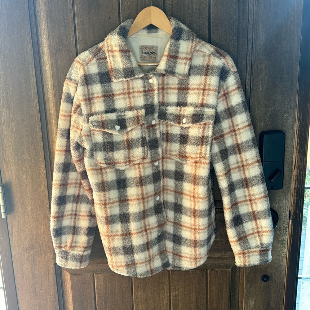 Fall Shacket - Cream, Rust and Grey striped